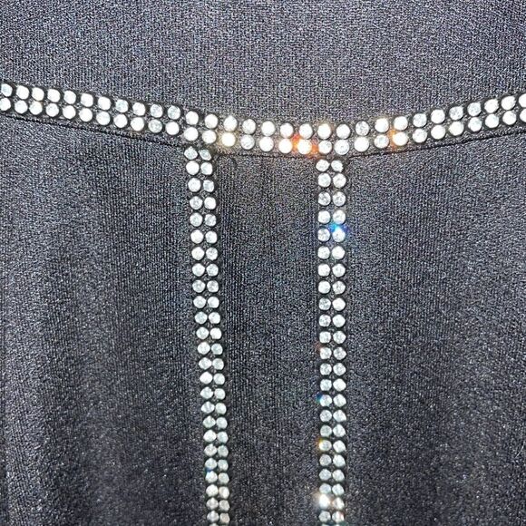 Vintage 1970s Black Maxi Dress Rhinestones Goth Witchy Vibes Small - Picture 9 of 16